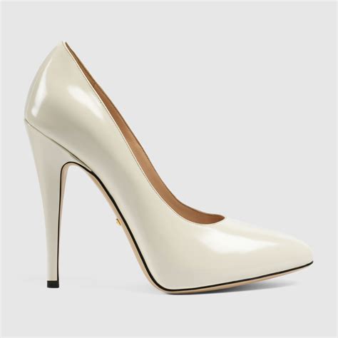 gucci white berith 45 bow detail leather pumps|Shop Gucci Leather Mid.